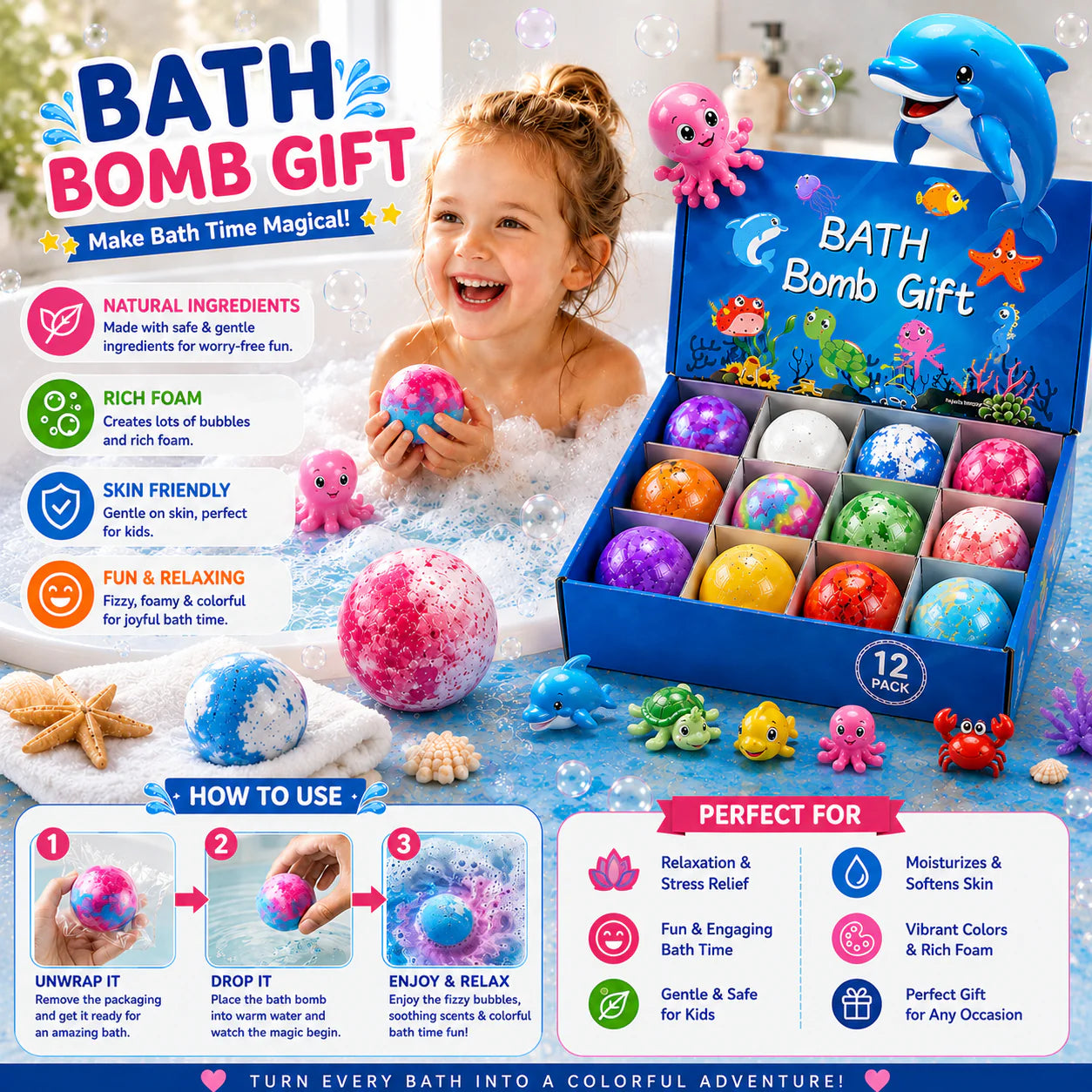 Premium Bath Bombs – 12PCS